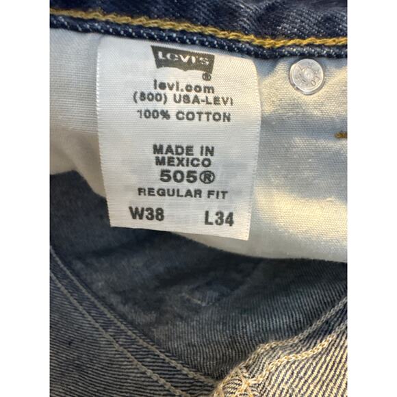 Levi's 505 Regular Fit Men's Size 38x34 Relaxed Blue Jeans - Picture 7 of 8